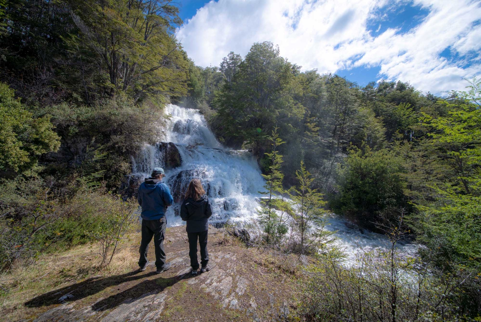 Waterfall and surrounding nature near Patagonia Camp in Torres del Paine.