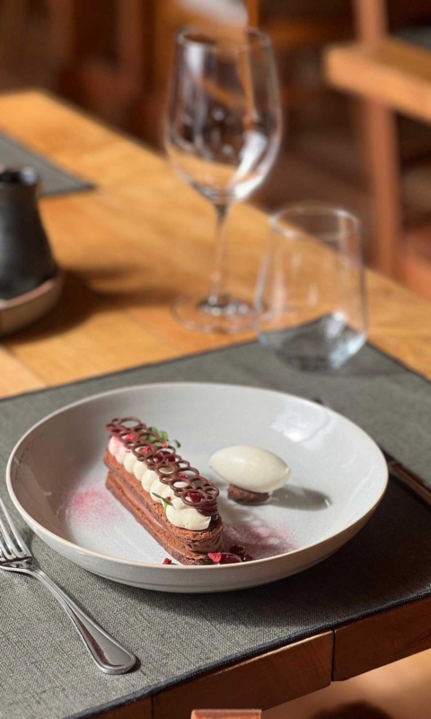 Plated dessert featuring local ingredients